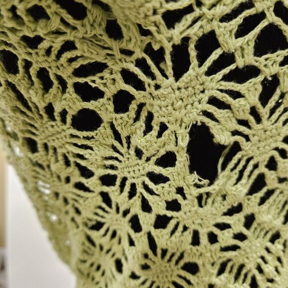 Parisian Signature Linen Blend Sweater Medium Hand Crochet Open Knit Coastal - Picture 5 of 10